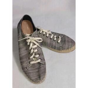 toms shoes for women canvas Size 8.5 "Lena" Woven Espadrille Grey Nautical Rope